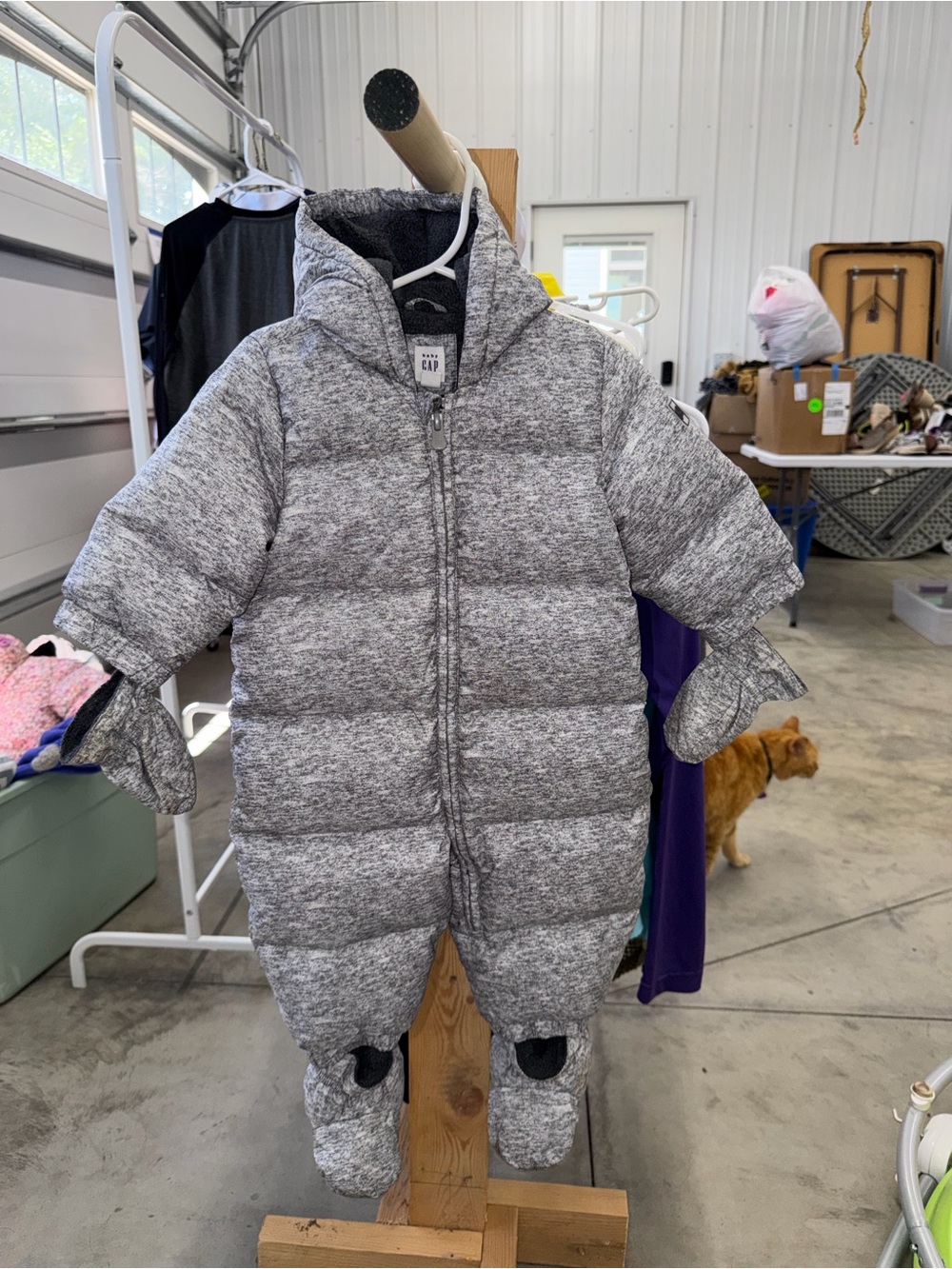 Baby GAP Bunting Snowsuit Heather Gray Puffer